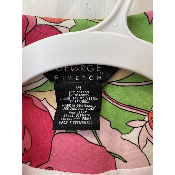 Bright Floral Blazer Jacket Pink Green‎ Medium Large Stretch Flower Power Retro - Picture 2 of 4